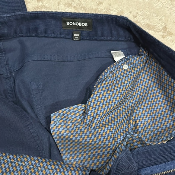 Bonobos 33/34 tailored fit corduroy- navy, like new! - Picture 3 of 5